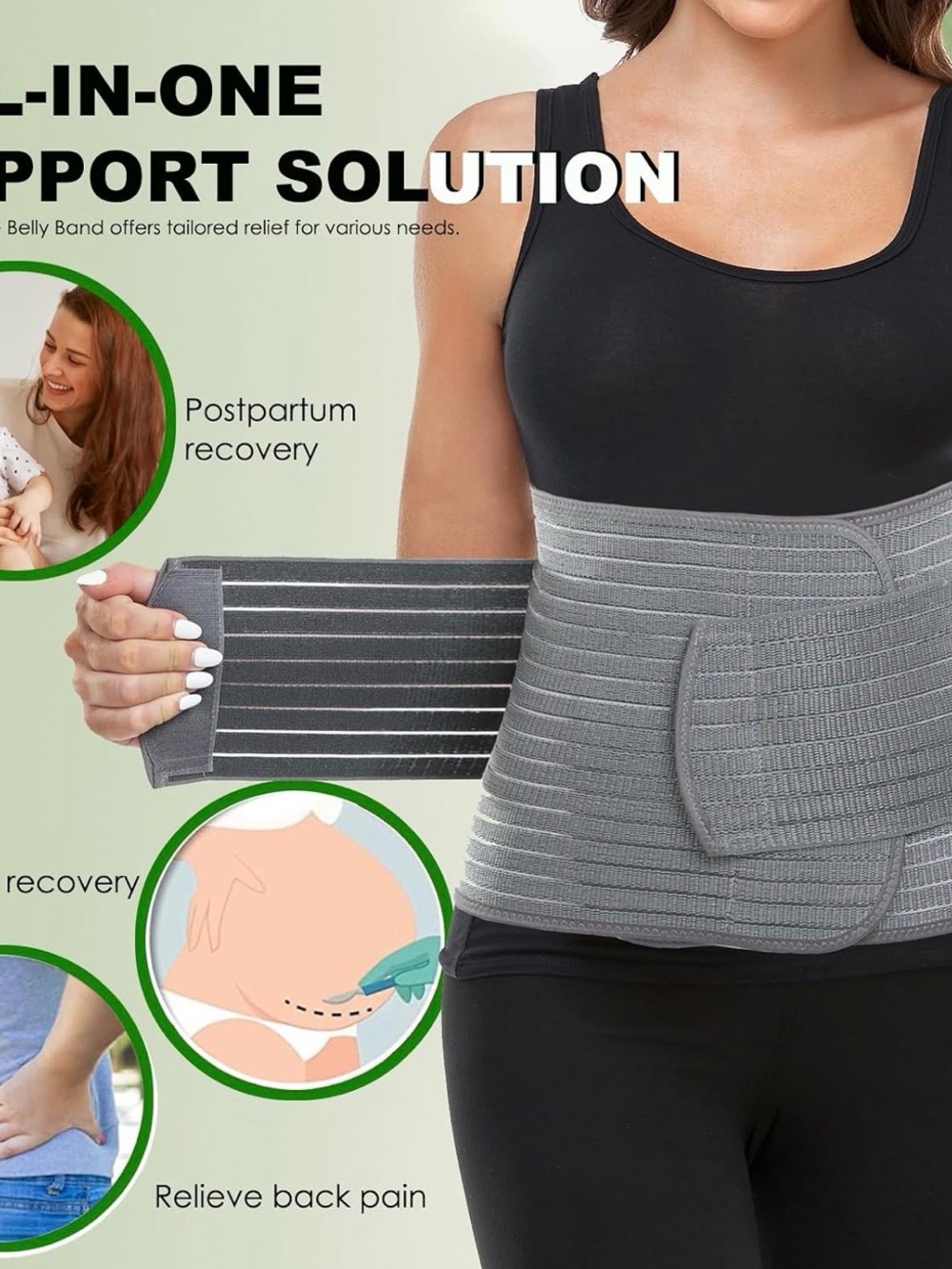 Maternity Belly Band Adjustable Compression Waist Support Belt - Picture 2 of 5